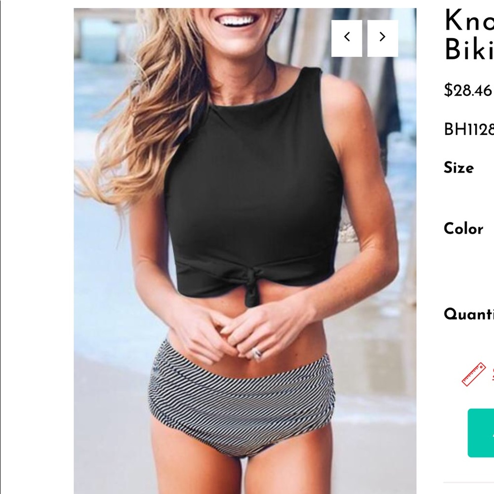 Knot Front High Waist Bikini Set